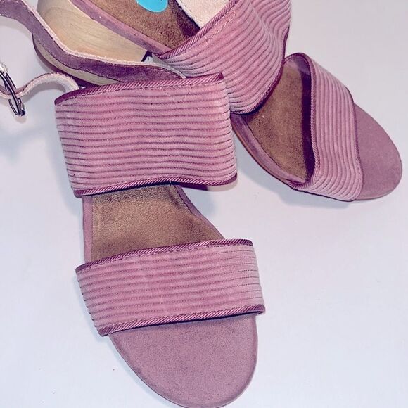 Nwt Toms Poppy  light mauve corduroy 2.5” block wooden heel sandals - Picture 6 of 7